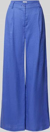 Christian Berg Wide Leg Leinenhose mit Bundfalten in Blau, Gr&ouml;&szlig;e 46