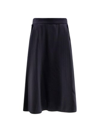 Golden Goose Striped Virgin Wool Midi Skirt-Donna