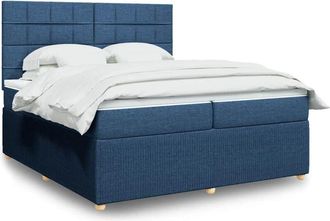 vidaXL Vidaxl - Cama Box Spring Con Colch&oacute;n Tela Azul 200x200 Cm
