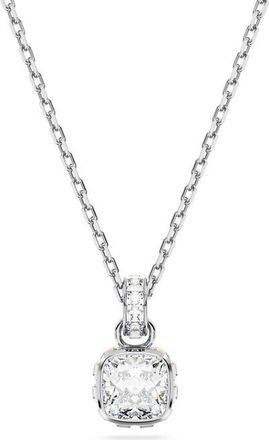 Swarovski Square Cut Birthstone Crystal Pendant Necklace in Silver/April at Nordstrom