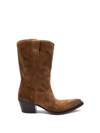 PRADA ブラウン レザー オープントゥ ブーツ PRADA ブラウン レザー オープントゥ ブーツ Brown Prada Shoes