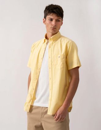 GANT Mens GANT Mens Regular Fit Short Sleeve Oxford Shirt - 714 Banana Yellow - Size: 42/Regular