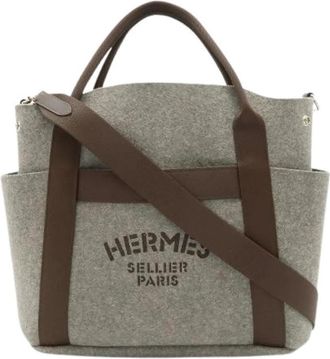 Herm&egrave;s Pre-owned Felt Tote Bag - Dames - Vintage Shopper - Grijs - ONE Size - Leer - Vintage