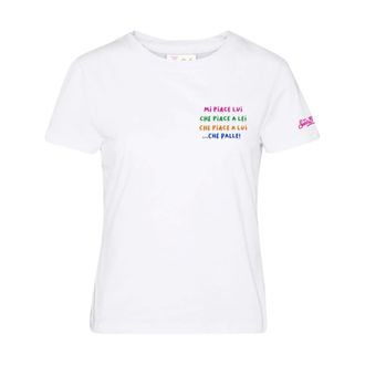 MC2 Saint Barth T-Shirts, female, Multicolor, Size: XL Embroidered Crew Neck T-Shirt I Like Him