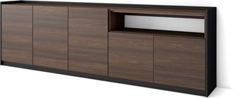 Skraut Home Aparador efecto madera roble oscuro y negro 260x37x80cm
