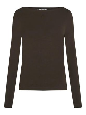 Karl Lagerfeld boat-neck long-sleeve T-shirt - Brown
