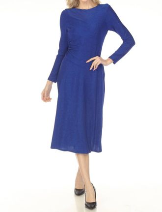 Joseph Ribkoff Shimmery Ruched Fit And Flare Dress In Royal Sapphire