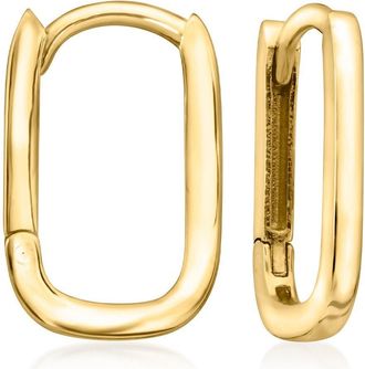 Canaria Canaria Italian 10kt Yellow Gold Paper Clip Link Huggie Hoop Earrings