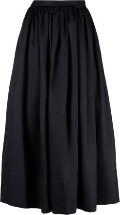 Asceno Coco full linen midi skirt - women - Linen/Flax - M - Black