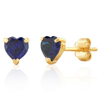 MAX + STONE 14K White or Yellow Gold 3 Prong Heart Shape Gemstone Stud Earrings