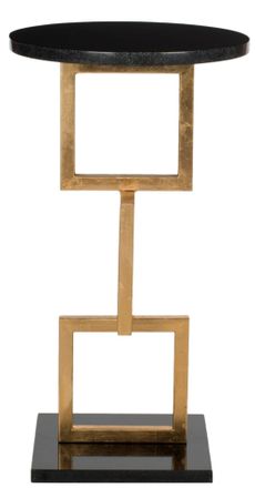 Safavieh Mesa auxiliar de hierro/marmol negro/dorado