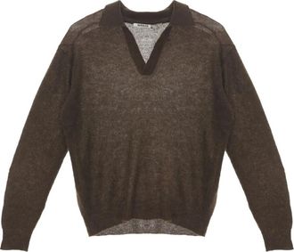 Auralee Maglione stile polo semi trasparente - Marrone