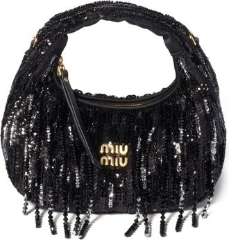 Miu Miu Borsa tote Wander mini con paillettes - Nero