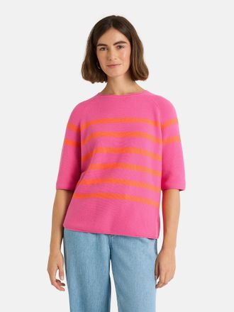 Lieblingsst&uuml;ck Kurzarmpullover LIEBLINGSST&Uuml;CK KlerariEP, Damen, Gr. 34, lovely pink, Strick, Obermaterial: 100% Baumwolle, gemustert, gestreift, mehrfarbig, h&uuml;ftlang