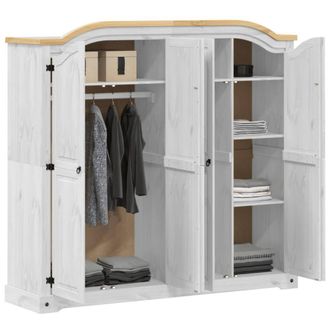 Berkfield Home Wardrobe Corona White 194x52x186 cm Solid Wood Pine | Size: 194 x 52 x 186 cm