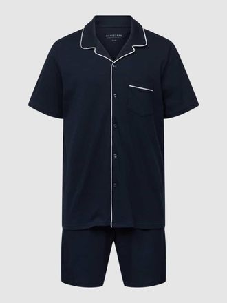 Schiesser Pyjama mit Reverskragen in Dunkelblau, Größe S