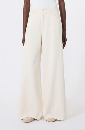Max Mara Canneti Wide Leg Cotton Pants in Ecru at Nordstrom, Size 10