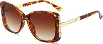 Generic Retro For Women Rivets Sunglasses Shades UV400 Fashion Men Punk Gradient Sun Glasses,leopard brown,one size 2026