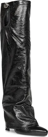 The Attico Womens High Boots Leon Crackled Leather Black Calf
