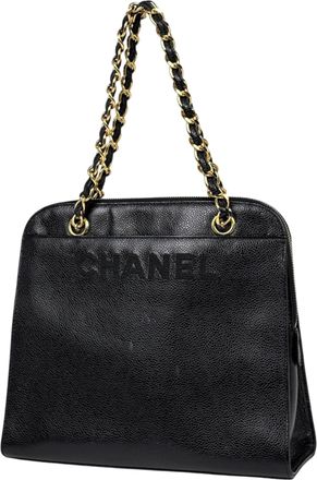 Chanel Black Grained Calfskin Handbag Tote Bag (Pre-Owned)
