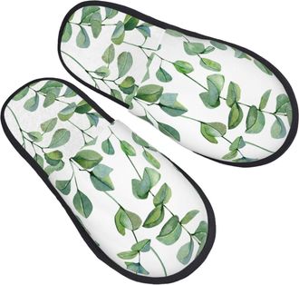 Generic Hand Painted Eucalyptus Men Women House Shoes Lightweight Shoes Soft Sliders For Indoor Bedroom Winter M