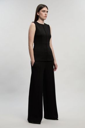 Karen Millen Womens Petite Ponte Wide Leg Trouser - Black - Size X-Small