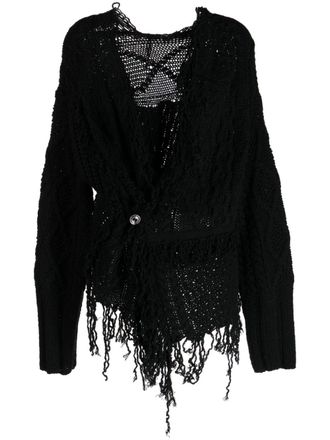 Muller Of Yoshiokubo distressed asymmetric cardigan - Black