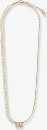 Dolce & Gabbana Collana in ottone con perle e logo DG - DOLCE & GABBANA - gender_Woman