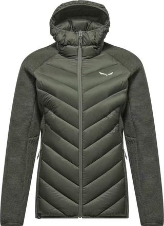 Salewa Green Fanes Sarner Jkt Quilted Knit-Sleeve Hooded Jacket