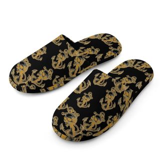 Generic Vintage Skull Anchors Mens Cozy Memory Foam Slippers Warm Cotton House Shoes Comfy Slipper for Indoor Outdoor