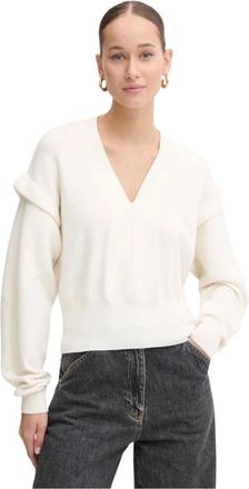 Iro Azura Sweater - Dames - V-hals truien - Beige - XS - Wol - Truien & Vesten