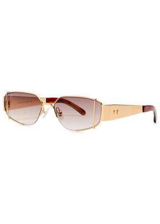 For Arts Sake For Arts Sake Talia Rectangle-frame Sunglasses - Gold - One Size