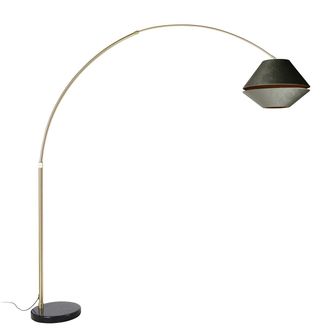 QAZQA Cl&aacute;sico/antiguo L&aacute;mpara De Arco De Lat&oacute;n Con Pantalla Doble De Terciopelo Verde Y Negro - Xxl Terciopelo /acero /m&aacute;rmol Redonda Adecuado Para Led Max.