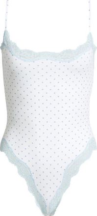 SKIMS Fits Everybody Lace Cami Bodysuit in Slate Pin Dot Print at Nordstrom, Size Xx-Small