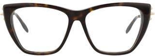 Alexander McQueen 55mm Cat Eye Optical Glasses in Havana Gold Transparent at Nordstrom Rack