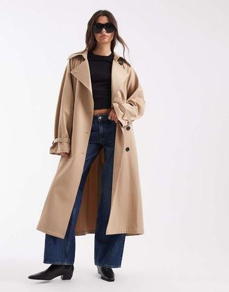 Asos cappotto sartoriale drappeggiato oversize in sabbia-Neutro