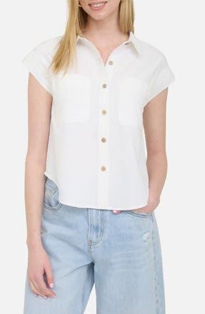 Blu Pepper Short Sleeve Button-Up Shirt in White at Nordstrom Rack, Size Medium