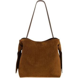 Acne Studios Midi Musubi Suede Shoulder Bag in Cognac Brown at Nordstrom