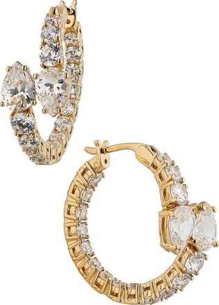 Nadri Emerald Isle Cubic Zirconia Bypass Hoop Earrings in Gold at Nordstrom Rack