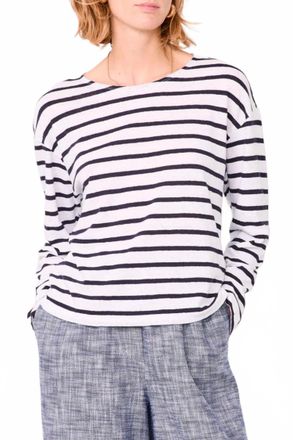 Officine G&eacute;n&eacute;rale Dakota Long Sleeve Stripe Tee In Navy/white