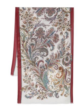 Etro paisley-jacquard frayed scarf - men - Modal/Cashmere - One Size - Red