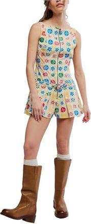 Free People Dune Dancer Belted Floral Romper in Buttercream Combo at Nordstrom, Size X-Large