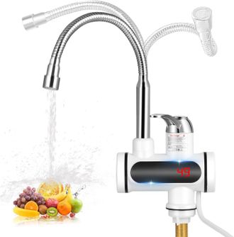 OEM Grifo Calentador De Agua Instant&aacute;neo Giratorio De 220 V Y 3000 W, Grifo El&eacute;ctrico Con Pantalla Led, Grifo Calentador De Agua Instant&aacute;neo Para Fregader