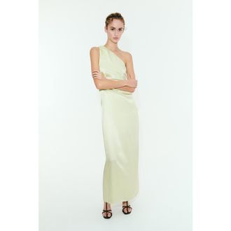 H&M One-shoulder Viscose Dress in Pale Green at Nordstrom, Size X-Small