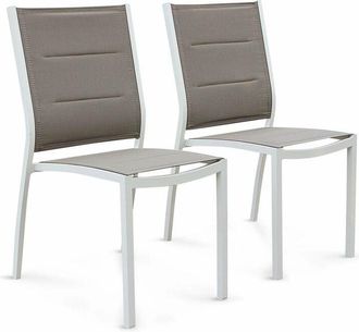 Sweeek Pair of stackable aluminium garden chairs, Chicago, White, 47x57x89.5 cm