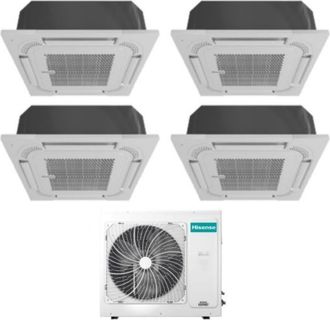 Hisense Aire Acondicionado Quadri Split Cassette 9+9+9+12 Con 4amw81u4raa R-32 Wi-fi Opcional 9000+9000+9000+12000 Con Mando A Distancia Y Panel Incluidos - N