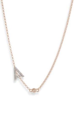 Meshmerise Bezel Diamond Initial Chain Necklace - 0.2ct. in Rose-A at Nordstrom Rack