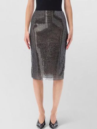Self Portrait crystal-embellished high-rise midi pencil skirt