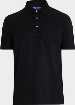 Ralph Lauren Purple Label Mens Cotton and Cashmere Pique Pocket Polo Shirt