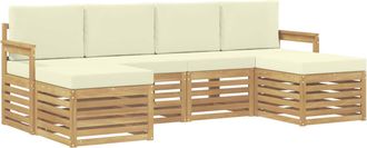 vidaXL Conjunto De Sof&aacute;s De Exterior 6 Uds. Blanco Y Crema Poli&eacute;ster Vidaxl